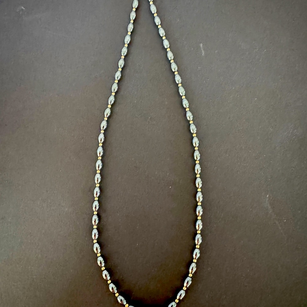Hematite necklace with 10K gold balls